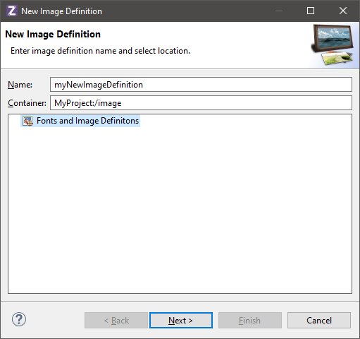 New Image Definition Wizard