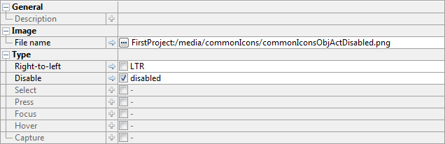Detail of properties in the Image Definition Editor