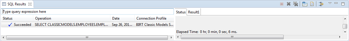 SQL Results view