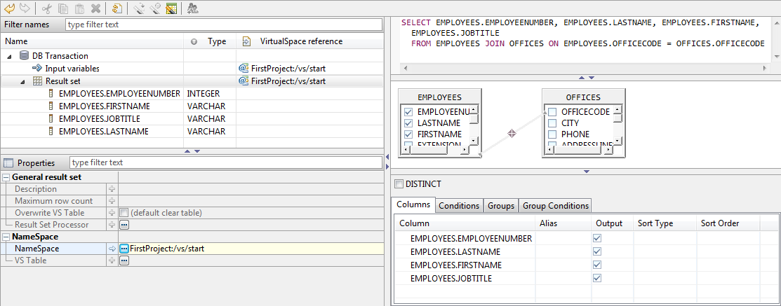 Database connector editor
