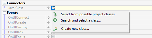 Creating classes in the panel’s property editor