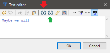 The text table and virtualspace connection tools in the text editor toolbar