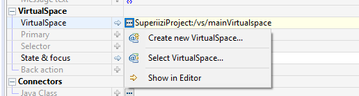 Connect a panel to VirtualSpace from the property editor