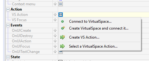 The vsAction property under Actions in a button component’s properties.